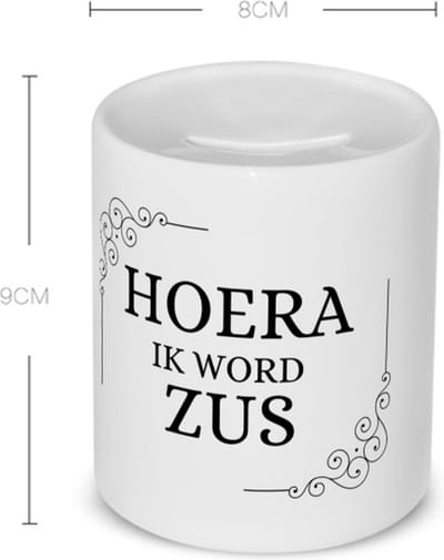 Akyol - hoera ik word zus Spaarpot - Zus - iemand die zus wordt - zus cadeautjes - cadeau - kado - geschenk - 350 ML inhoud