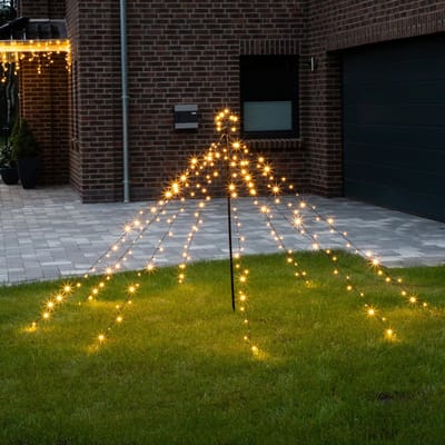 HI Vlaggenmast verlichting - led piramide - H150 cm - 200 led lampjes - warm wit - met ster - kerstverlichting lichtboom - kerstboom