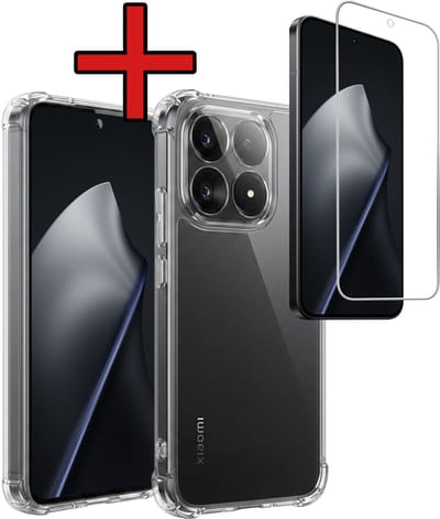 Hoesje - Met Screenprotector - Geschikt voor Xiaomi 15T - Sterk & Shockproof - Back Cover - Siliconen Case - Telefoon Hoes - Shock Proof - Telefoonhoes - Transparant