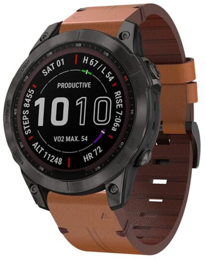 By Qubix - Geschikt voor Garmin bandje - 22mm Quickfit - Leren bandje - Bruin - Geschikt voor Garmin Fenix 8 / 8 Pro - 47mm