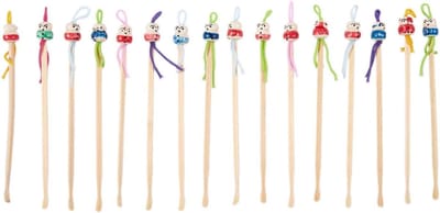 Houten Oorreiniger - Oorstoker Bamboe - Persoonlijke Hygiëne - Decoratief China Doll Ontwerp - 16 stuks - Willekeurige Kleuren