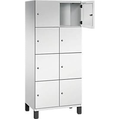 C+P Cambio lockerkast, 2 vakken, 8 vakken, op poten, B 800 x D 525 x H 1980 mm, lichtgrijs