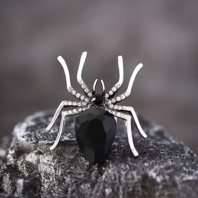 Bague Ouverte Araignée Punk Sombre Anneau Rétro Strass Rouge Noir Pour Femmes Nouveau Bijou Gothique Dropshipping Vente en Gros Cadeau gray