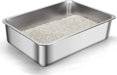 Nobleza Kattenbak XXXL RVS - 70x50x15 cm - Grote Kattenbak voor Grote Katten & Maine Coon - Roestvrijstalen Kattenbak met Hoge Rand