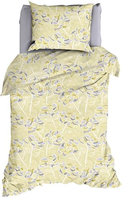 Satin d'Or Steffi Dekbedovertrek - Eenpersoons - 140x200/220 cm - Geelgroen