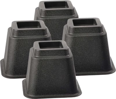 Bedverhogers zwart - bedklossen - meubelverhogers - stoelverhogers 13 cm hoog. Per set van 4. Max. 600 kg