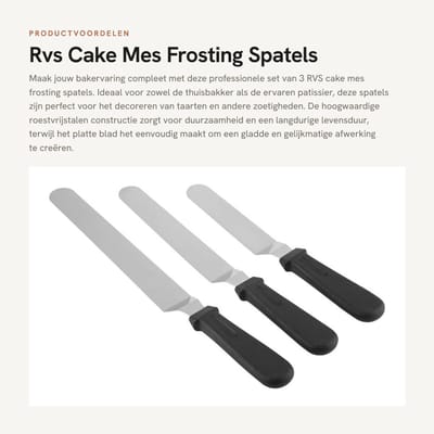 Dailygoods- Cake Mes Professioneel - RVS Spatelset - Frosting Spatels - Decoratie Gereedschap - Keuken Accessoires - 3 Stuks - Spatel