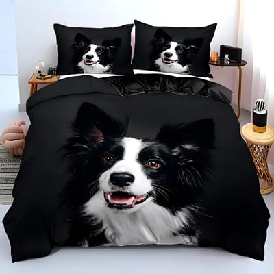 Huisdier Hond Herdershond 3D Geprint Dekbedovertrek Set Kussensloop Schattige Dieren Beddengoed Set Voor Kinderen Tieners Volwassenen Polyester Dekbedovertrek AU Single(140x210cm)