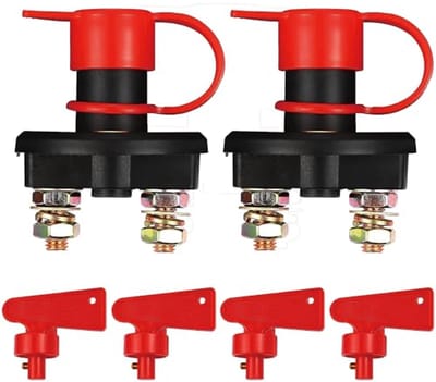 2 Stuks Accu Scheidingsschakelaar - DC 12V 24V Batterij Hoofdisolator voor Marine, Auto, RV, ATV, Vrachtwagen