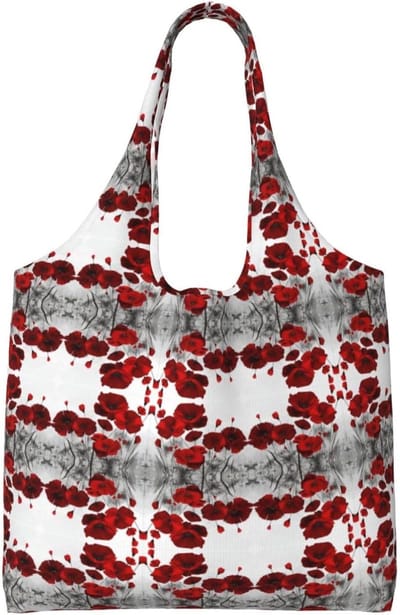 Bloemen Canvas Tas - Draagtas - Dagelijkse Reizen - Grote Capaciteit - 50 Pond - Rood