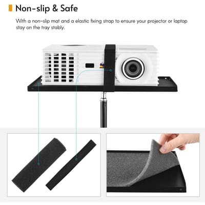 Support trépied universel pour ordinateur portable et projecteur en alliage d'aluminium, support de sol pour projecteur d'ordinateur 41 135cm 16 53in noir
