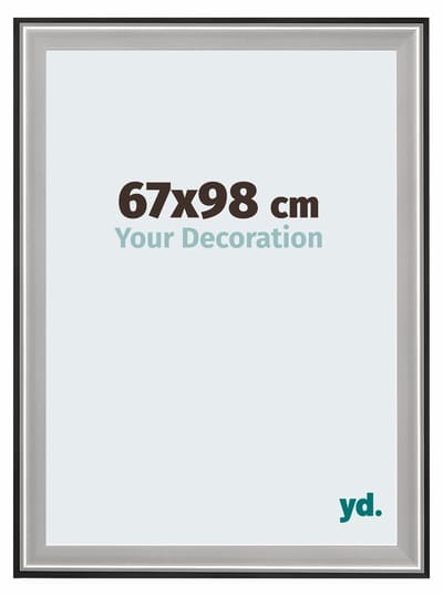 Your Decoration - Puzzellijst 67x98 cm - Zwart Zilver Gepolijst - Puzzellijst 1500-2000 stukjes - Hout Fotolijst - Birmingham