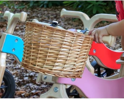 Fietsmand - Mandje Kleine Spullen - Fietsen Op Kinderfiets - Met Leren Riemen - Natuurlijk