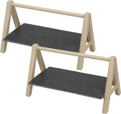 Cosy & trendy etagère - 2x stuks - 1-laags - 29x19x14 cm - leisteen - rechthoekig