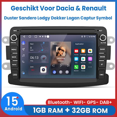 Awesafe Android 15.0 Autoradio - Geschikt Voor Dacia Duster Sandero Lodgy Dokker Logan Renault Captur Symbol - Ram 1GB + Rom 32GB - GPS Navigatie Bluetooth WIFI - 7 Inch IPS Radio Scherm - 2013 2014 2015 2016