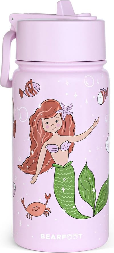 Drinkbeker - schoolbeker - thermosfles - zeemeermin - met rietje