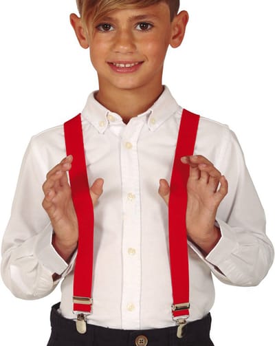 Fiestas Guirca Carnaval verkleed bretels - kinderen - rood - verkleed accessoires - jongens/meisjes