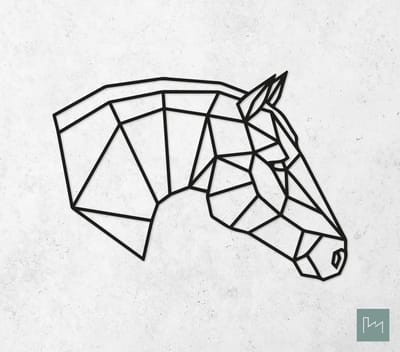 Laserfabrique Wanddecoratie - Geometrische Paard - Medium - Zwart - Geometrische dieren en vormen - Houten dieren - Muurdecoratie - Line art - Wall art