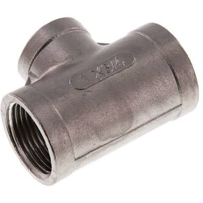 Rp 1'' x Rp 3/4'' RVS T-stuk 16 Bar - FL3T-F-SH-100R-034R