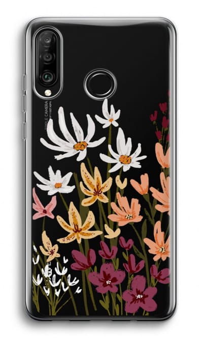 Case Company® - Hoesje geschikt voor Huawei P30 Lite hoesje - Painted wildflowers - Soft Cover Telefoonhoesje - Bescherming aan alle Kanten en Schermrand