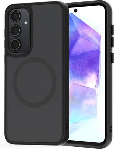 Hoesje geschikt voor Samsung Galaxy A55 / A35 - Geschikt voor Magsafe - Shock Proof Case – Mat Zwart