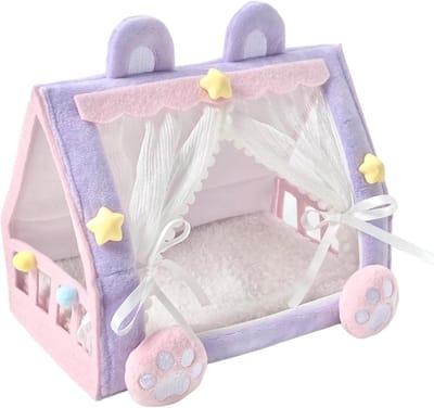 Poppen Wieg - Miniatuur Bed - Poppenkamer Inrichten - Met Prinses Tent - 17x10.5x14cm - Wit