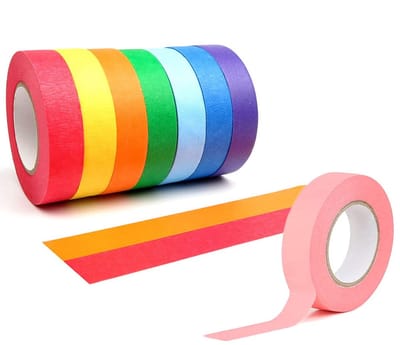 8 rollen gekleurde tape, schrijfbare schilders afplakband, regenboogtape schildertape voor knutselen, doe-het-zelf, etikettering of codering, kunstbenodigdheden voor kinderen, 8 kleurenrollen, 15 mm breed