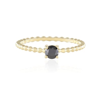 Cavill - Elegante 925 Sterling Zilveren Ring met 0,27 ct Zwarte Afrikaanse Diamant - Ronde Briljant Slijpsel - Verguld