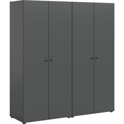 Moderne 2-delige garderobekast-combinatie in antraciet - Dubbele opbergruimte - 160x176x51cm