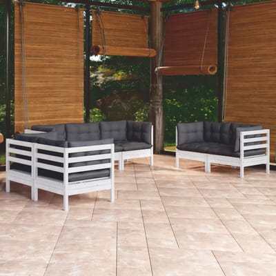 vidaXL - 7-delige - Loungeset - met - kussens - massief - grenenhout