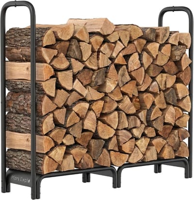 Brandhoutrek - Houtopslag - Open haard - Heavy duty metaal - 122 x 30 x 114 cm - Mat zwart