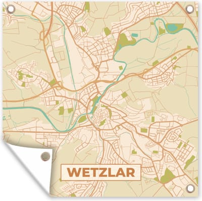 Tuin poster Wetzlar - Plattegrond - Vintage - Kaart - Stadskaart - 200x200 cm - Tuindoek