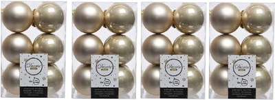 Decoris Kerstballen - 48x - licht parel/champagne - 6 cm - kunststof - mat/glans - kerstversiering - kerst