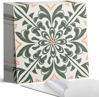 Coloray Plaktegels - Bloemenpatroon met bladeren Zelfklevende Tegels - 20 cm x 20 cm - Groente Plaktegels - 20 stuks - Vierkant PVC Tegels - Plaktegels Badkamer - Plaktegels Vloer - Vinyl Tegels - Wandtegel Zelfklevend