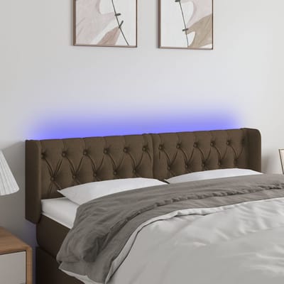 vidaXL - Hoofdbord - LED - 163x16x78/88 - cm - stof - donkerbruin