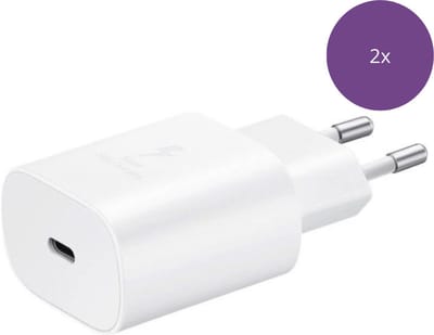 Viewr - 2x 25W USB-C Adapter - Snellader - Wit - Geschikt voor Samsung Telefoon en Tablet - 2 Stuks