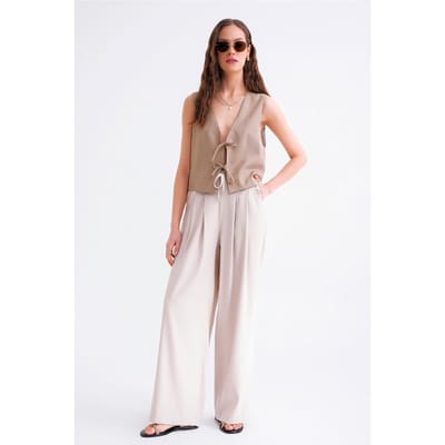 Hoge Taille Plissé Palazzo Broek