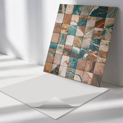 Wallfluent Vinyl Tegels - Stenen tegelmozaïek Wand PVC Tegels - 30 cm x 30 cm - Groente Vinyl Tegels - Set van 9 - Vierkant PVC Tegels - Texturen Plaktegels - Vinyl Tegels Zelfklevend - Plaktegels Keuken en Badkamer
