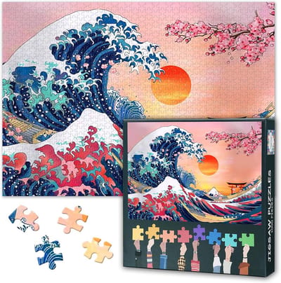 Grote Golf Puzzel - Japanse Kunst Legpuzzel - Ontspanning Thuis - Grote Stukken - 50x70 cm - Vintage Kunst