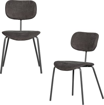 WOOOD Link Eetkamerstoelen - Polyester - Bruin/Grijs - Set van 2