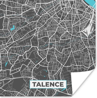 Poster Talence - Stadskaart - Kaart - Frankrijk - Plattegrond - 100x100 cm XXL