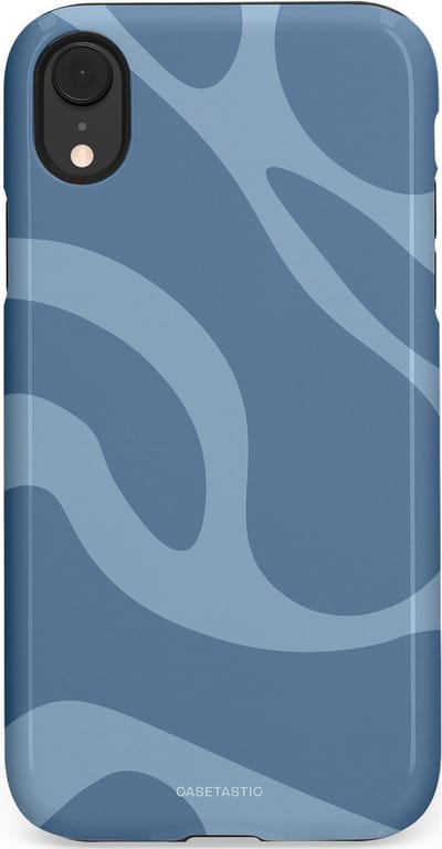 Casetastic hoesje geschikt voor Apple iPhone XR - Dubbellaagse bescherming - Blauwe Water Golven - Fashion Case - Grijs Lichtblauw