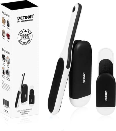 PETDOM Kledingborstel Set - Kledingroller - Lint Roller - Kattenhaar Verwijderaar - Ontpluizer voor Kleding - Huisdierhaar Verwijderaar - Zelfreinigend Station + Reisborstel - Honden & Kattenharen