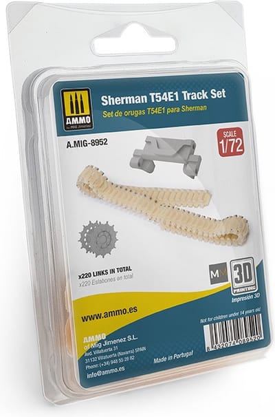 AMMO by Mig Jimenez Modelbouwpakket - AMMO MIG 8952 Sherman T54E1 Tracks Set - Resin Detailing Set Resin onderdeel - 1:72 - Modelbouw