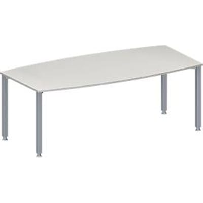 Schäfer Shop  Genius Vergadertafel MODENA FLEX, in hoogte verstelbaar, bootvorm, 4-poot vierkante buis, B 2000 x D 1000/800 mm, zonder contactdoos, lichtgrijs