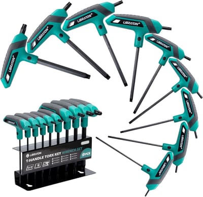 Torx Moersleutelset - T-handvat Sleutel - Reparatie Werkzaamheden - Dubbelzijdige Schacht - 9 Stuks - Zwart