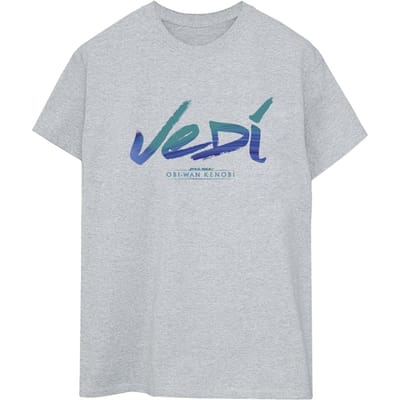 Star Wars Dames/Dames Obi-Wan Kenobi Jedi Geschilderd Font Katoenen Vriendje T-shirt (Sportgrijs)
