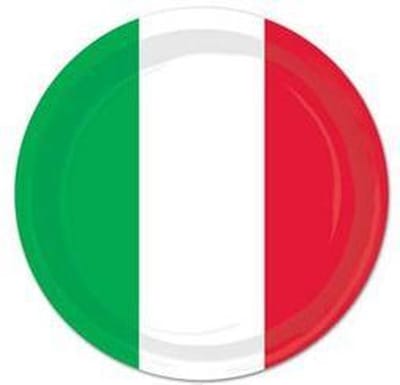 Feest bordjes landen thema - Italië - 16x - vlag kleuren - karton - gebaksbordjes