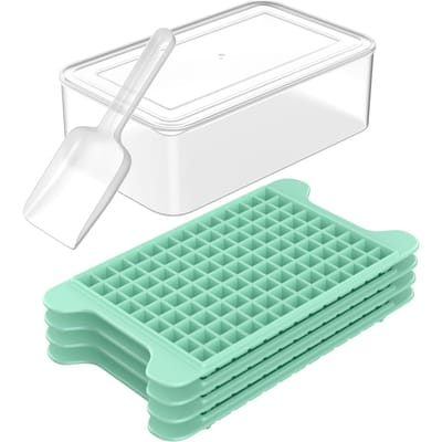 Mini bac à glaçons pour congélateur: Petits Bacs à Glaçons Fddbi Pour Congélateur Avec Bac - 117×4 Pièces Bac à Glaçons Nuggets Facile à Démouler - Bac à Glaçons Broyés Avec Contenant United States white