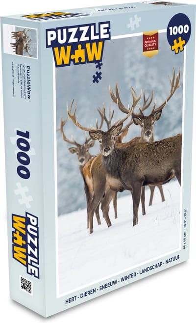 Puzzel Hert - Dieren - Sneeuw - Winter - Landschap - Natuur - Legpuzzel - Puzzel 1000 stukjes volwassenen